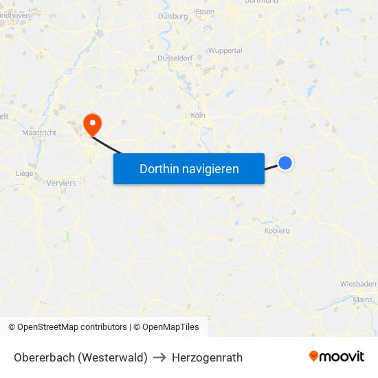 Obererbach (Westerwald) to Herzogenrath map