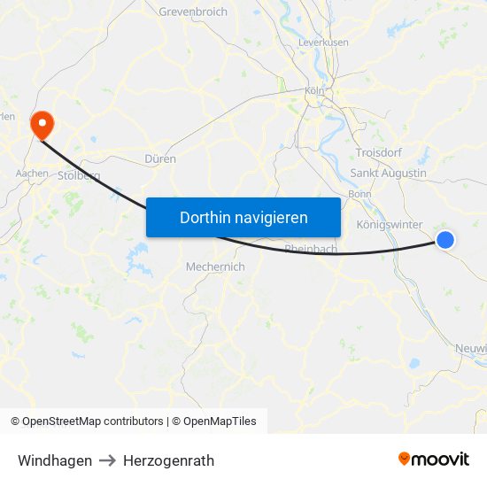 Windhagen to Herzogenrath map