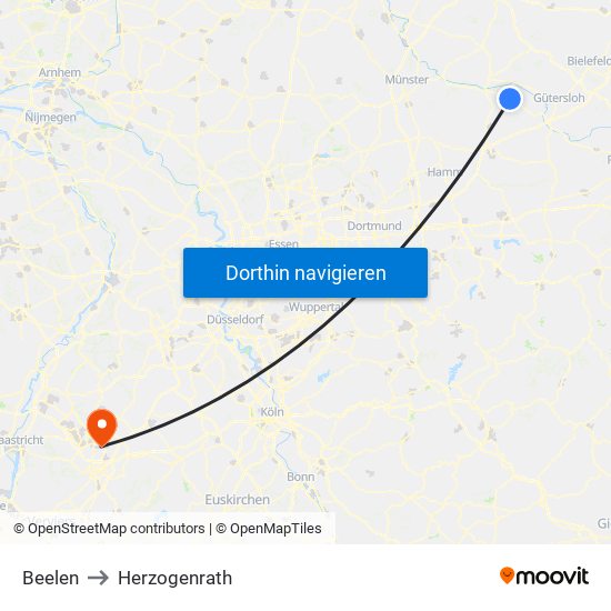 Beelen to Herzogenrath map