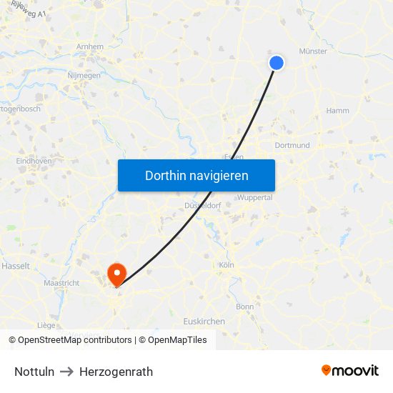 Nottuln to Herzogenrath map