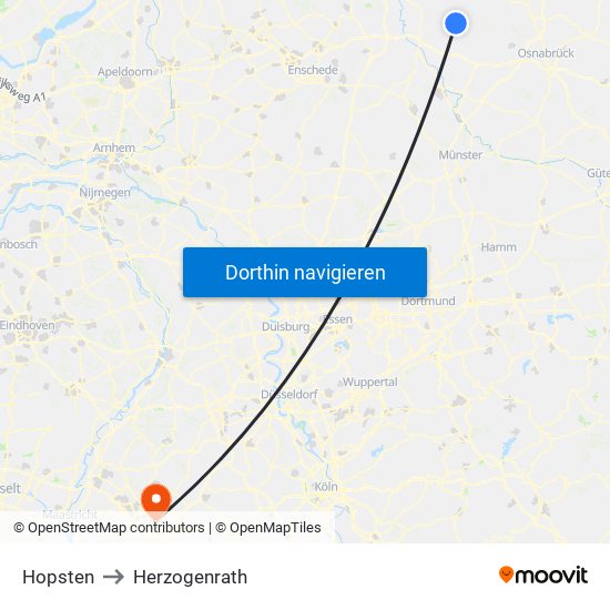 Hopsten to Herzogenrath map