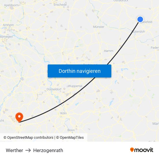 Werther to Herzogenrath map