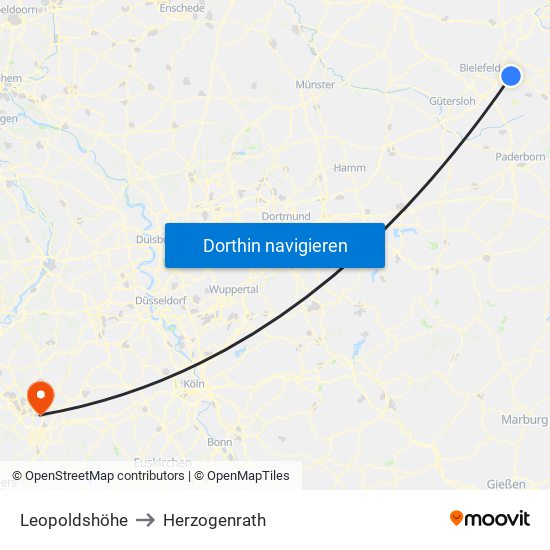 Leopoldshöhe to Herzogenrath map