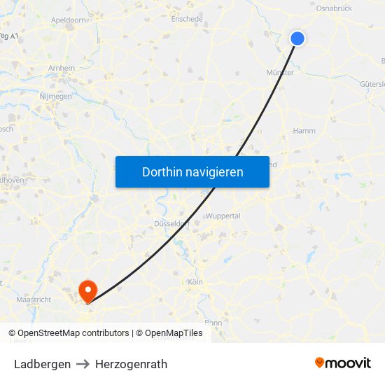 Ladbergen to Herzogenrath map