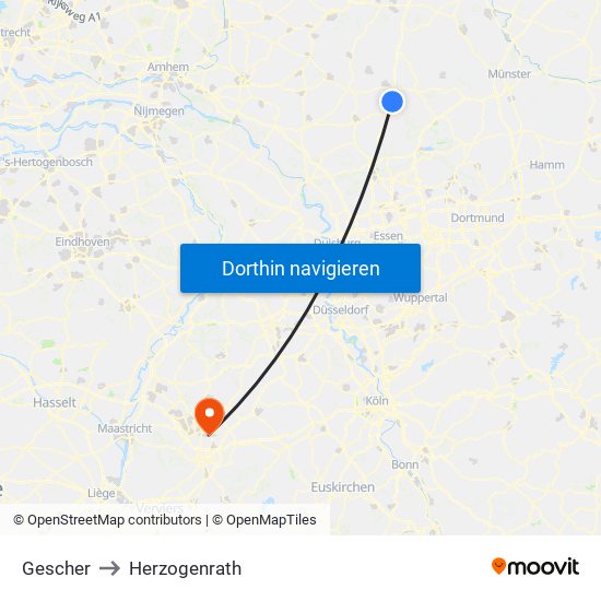 Gescher to Herzogenrath map