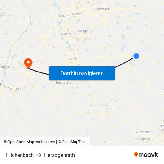 Hilchenbach to Herzogenrath map