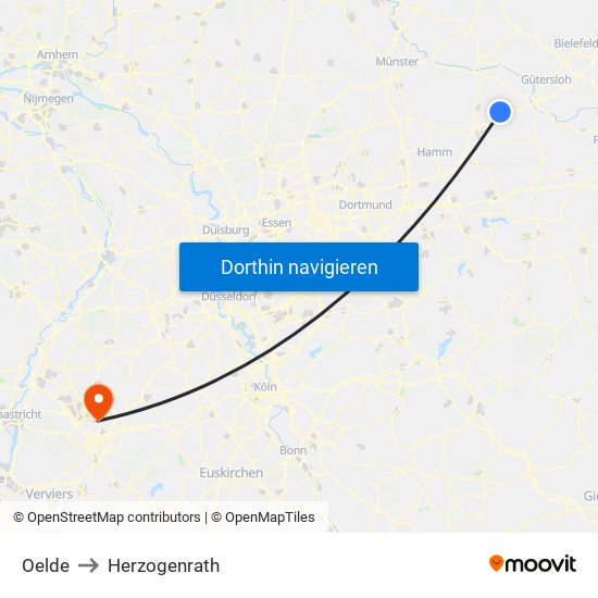 Oelde to Herzogenrath map