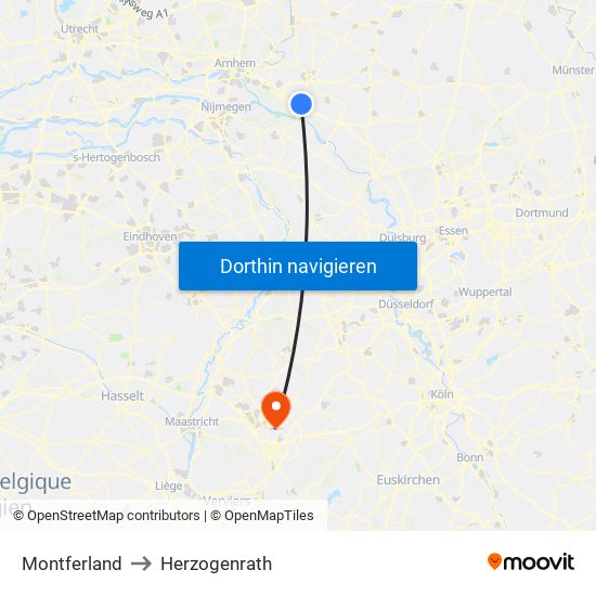 Montferland to Herzogenrath map