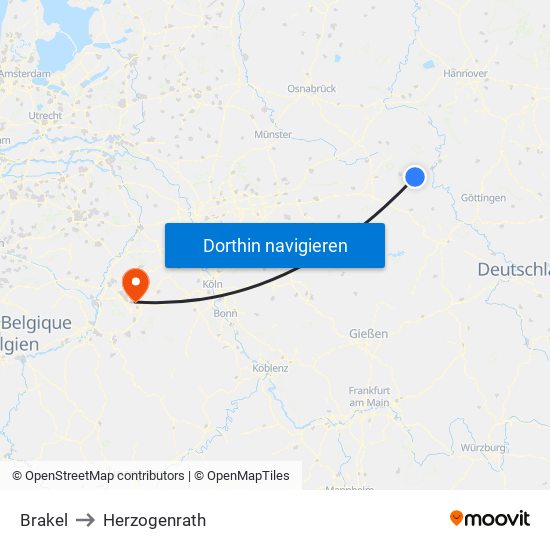 Brakel to Herzogenrath map