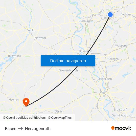 Essen to Herzogenrath map