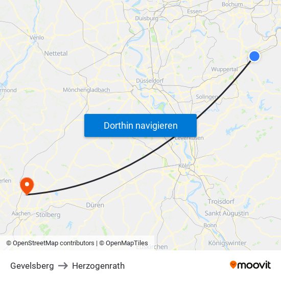 Gevelsberg to Herzogenrath map