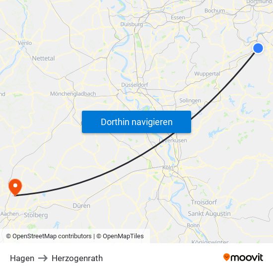 Hagen to Herzogenrath map