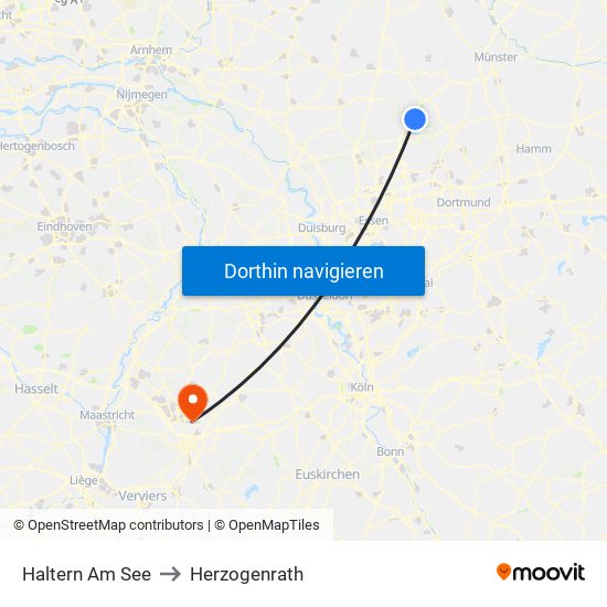 Haltern Am See to Herzogenrath map