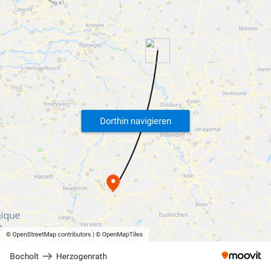 Bocholt to Herzogenrath map