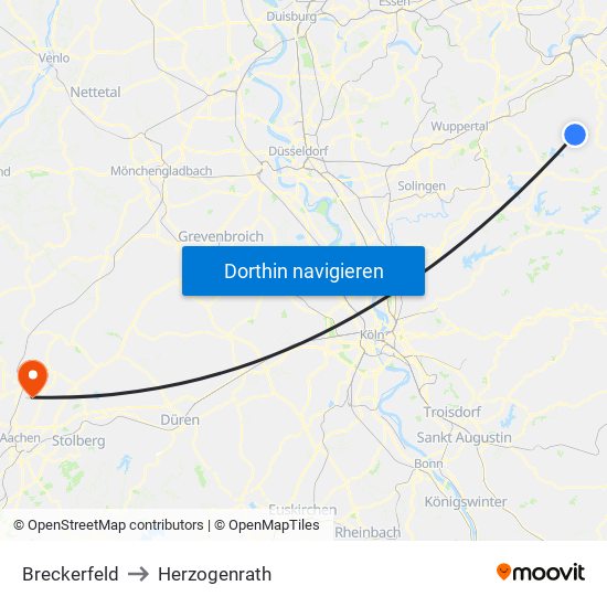 Breckerfeld to Herzogenrath map