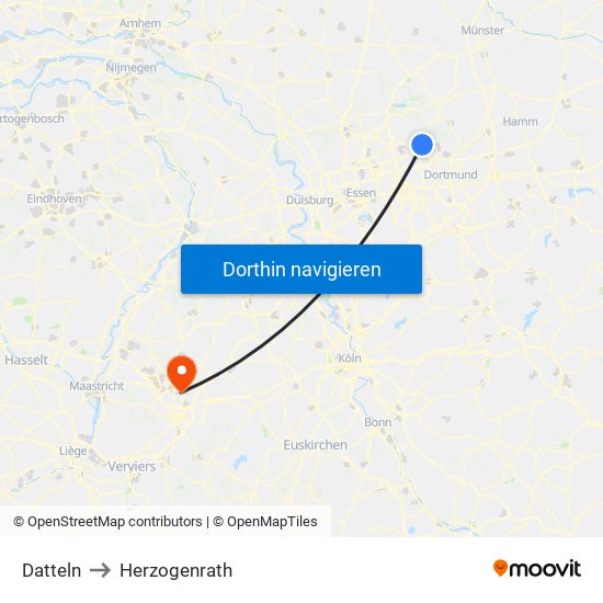 Datteln to Herzogenrath map