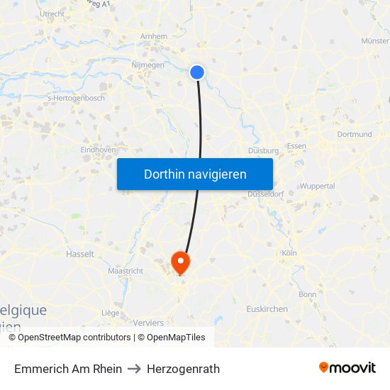 Emmerich Am Rhein to Herzogenrath map