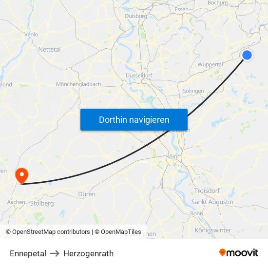 Ennepetal to Herzogenrath map