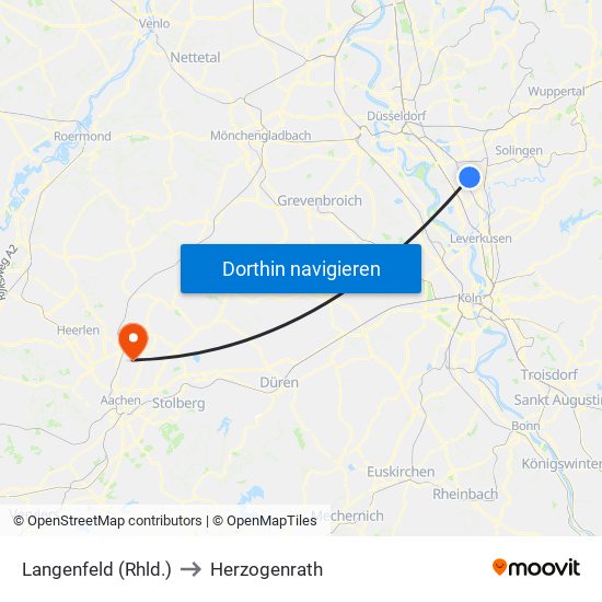 Langenfeld (Rhld.) to Herzogenrath map