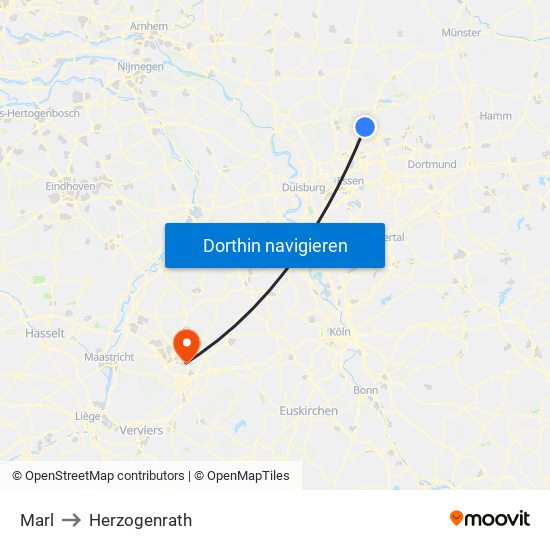 Marl to Herzogenrath map