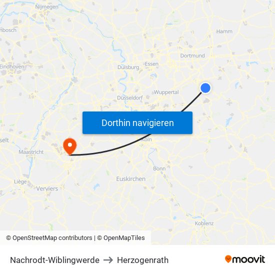 Nachrodt-Wiblingwerde to Herzogenrath map