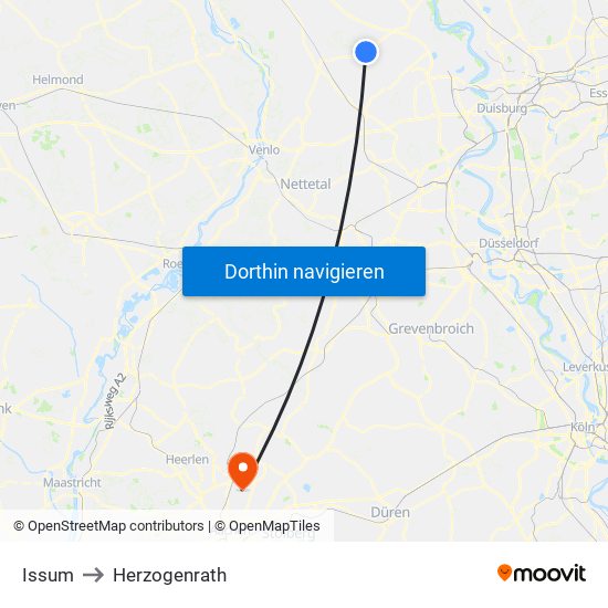 Issum to Herzogenrath map