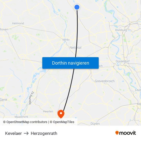 Kevelaer to Herzogenrath map