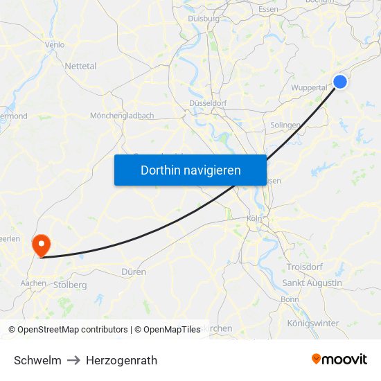 Schwelm to Herzogenrath map