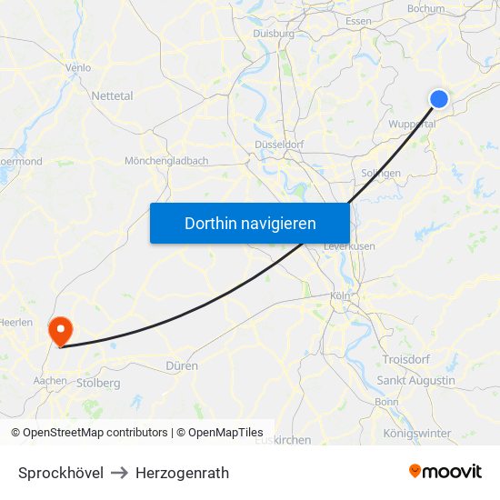 Sprockhövel to Herzogenrath map