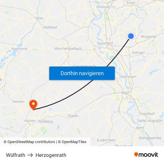 Wülfrath to Herzogenrath map