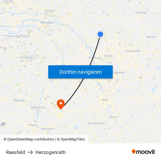 Raesfeld to Herzogenrath map