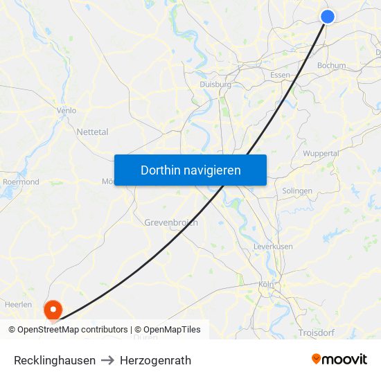 Recklinghausen to Herzogenrath map