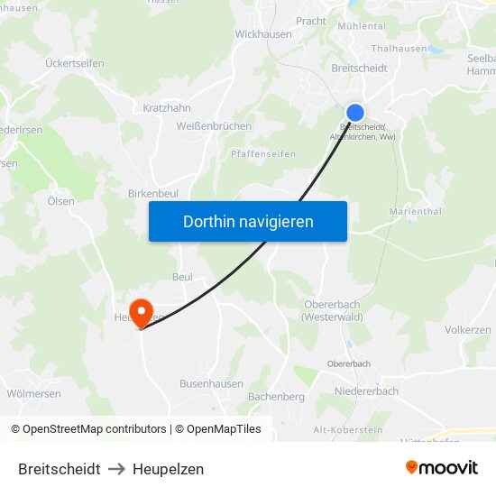 Breitscheidt to Heupelzen map