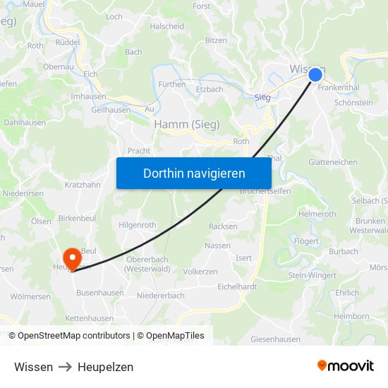 Wissen to Heupelzen map