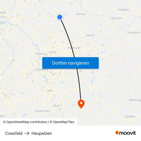 Coesfeld to Heupelzen map