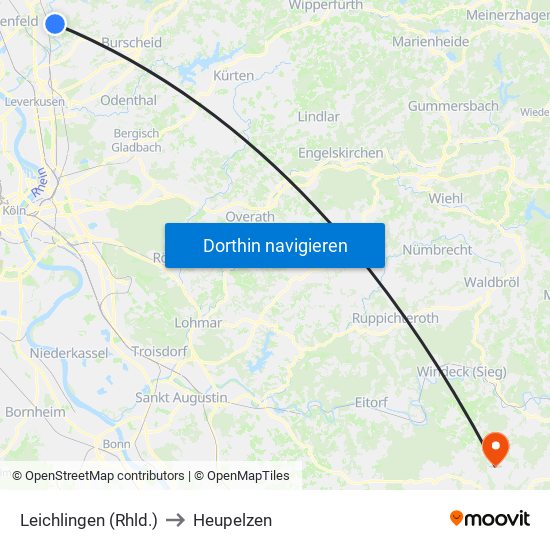 Leichlingen (Rhld.) to Heupelzen map