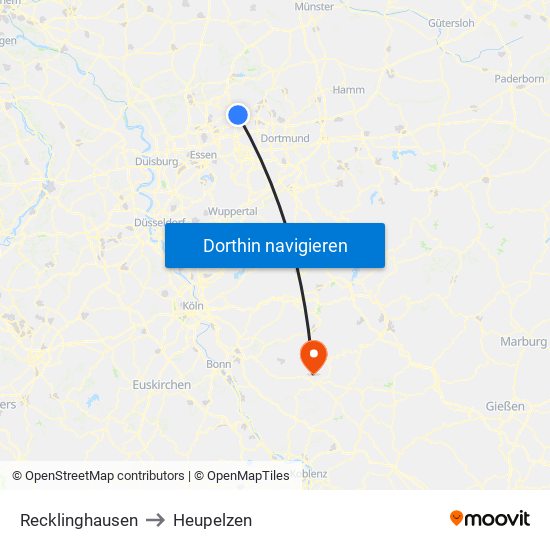 Recklinghausen to Heupelzen map