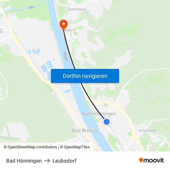 Bad Hönningen to Leubsdorf map