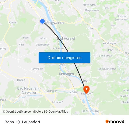 Bonn to Leubsdorf map