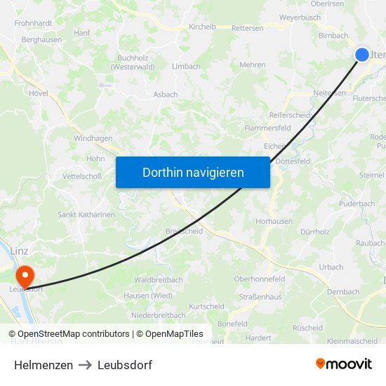 Helmenzen to Leubsdorf map