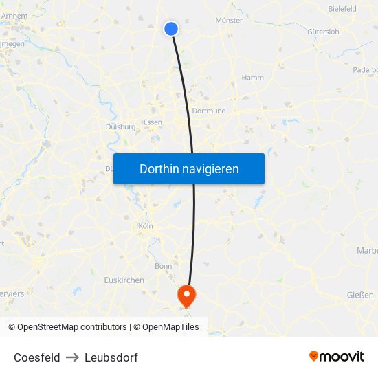 Coesfeld to Leubsdorf map