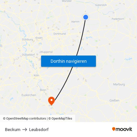 Beckum to Leubsdorf map