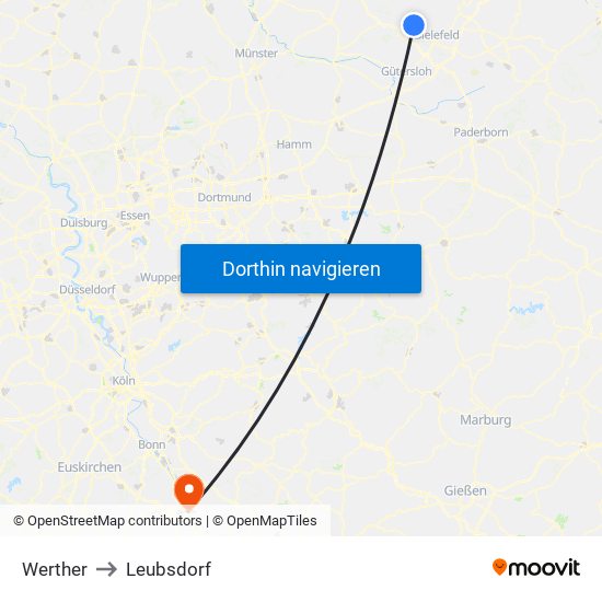 Werther to Leubsdorf map