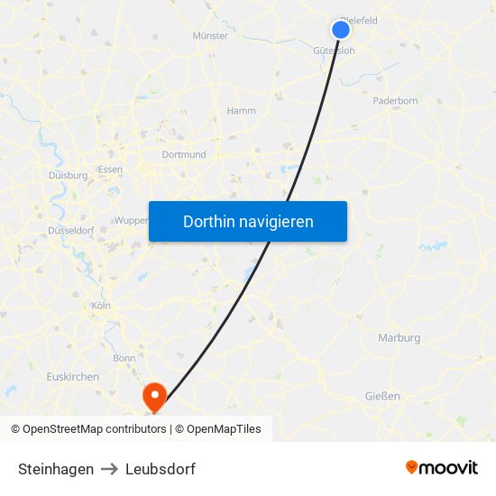 Steinhagen to Leubsdorf map