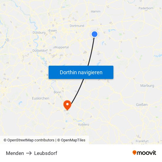 Menden to Leubsdorf map