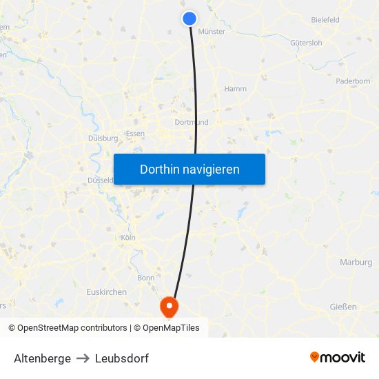 Altenberge to Leubsdorf map