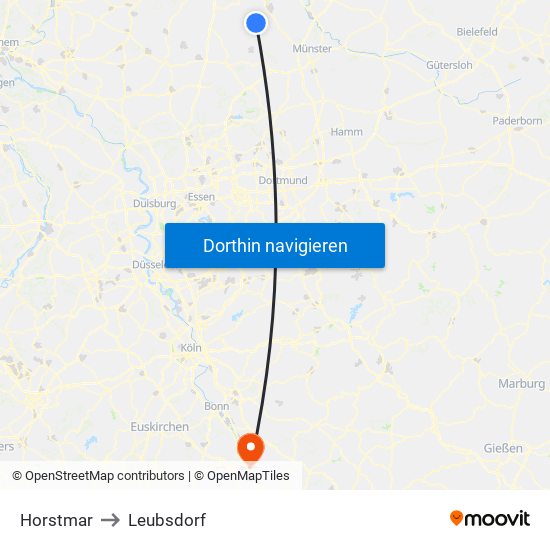 Horstmar to Leubsdorf map