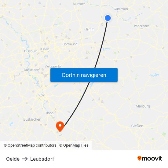 Oelde to Leubsdorf map