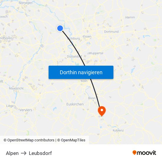 Alpen to Leubsdorf map