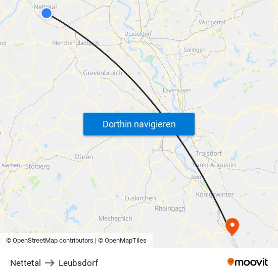 Nettetal to Leubsdorf map